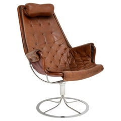 Vintage Leather and Chrome Jetson Chair by Bruno Mathsson for DUX