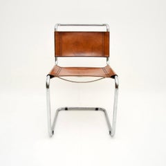 Vintage Leather and Chrome S33 Chair by Mart Stam