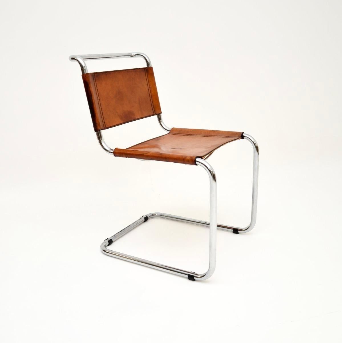 Vintage Leder und Chrom S33 Stuhl von Mart Stam (Italienisch) im Angebot
