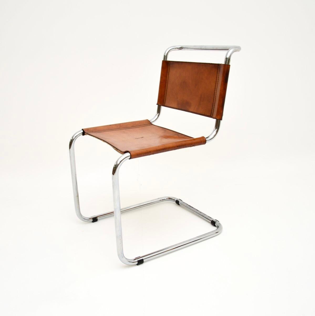 Vintage Leder und Chrom S33 Stuhl von Mart Stam im Zustand „Gut“ im Angebot in London, GB