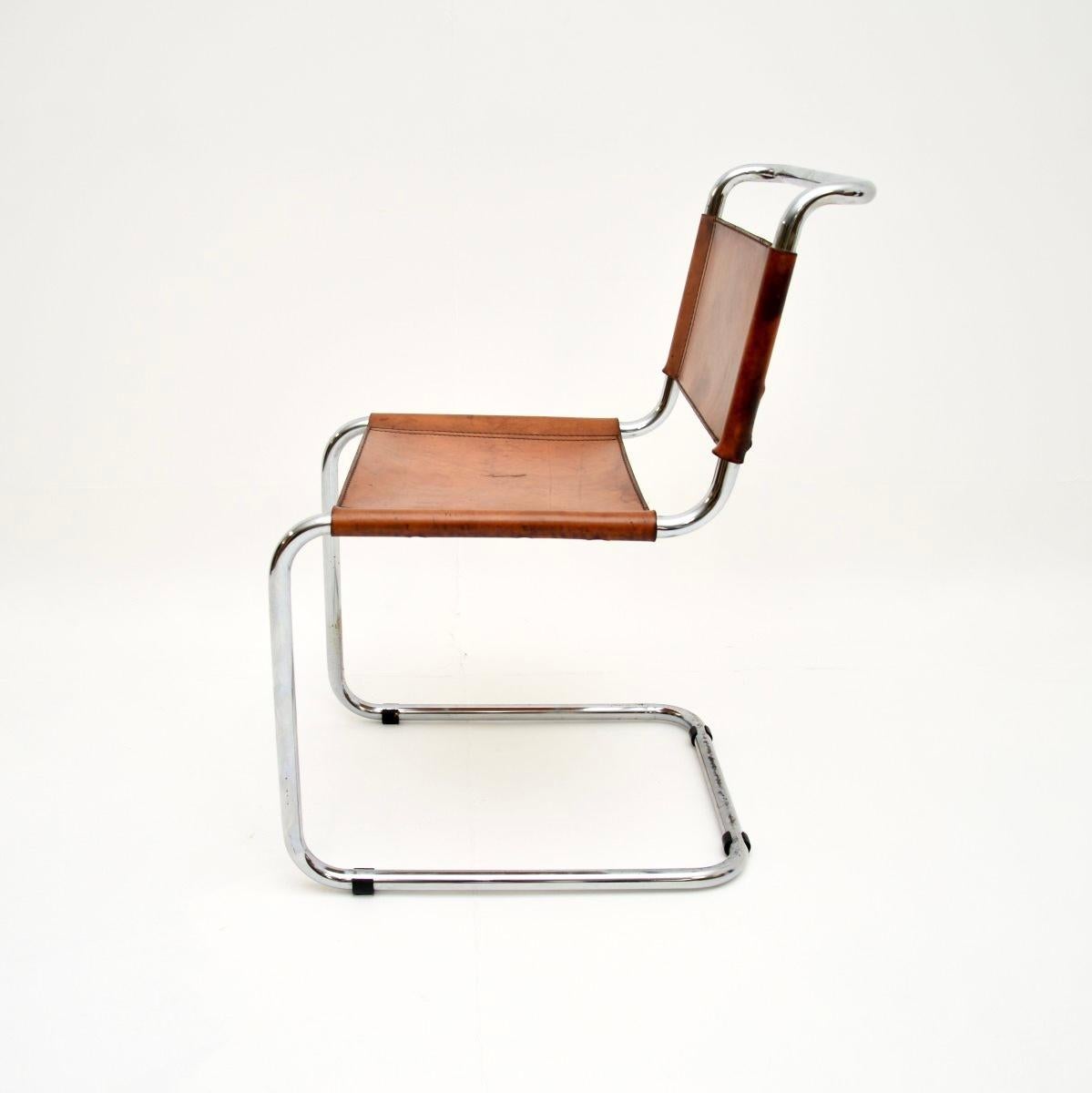 Vintage Leder und Chrom S33 Stuhl von Mart Stam (Mitte des 20. Jahrhunderts) im Angebot