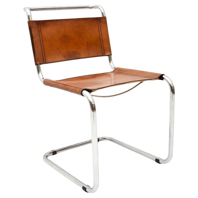 Chaise S33 vintage en cuir et chrome par Mart Stam