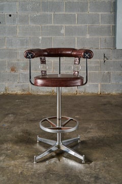 Vintage Leather and Chrome Swivel Barstools (set of 4)
