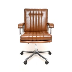 Vintage Leather and Chrome Swivel Desk Chair