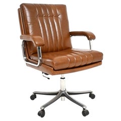 Vintage Leather and Chrome Swivel Desk Chair