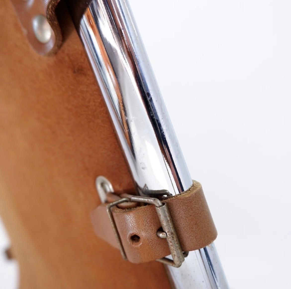 Vintage Leather and chrome Tubular Lounge Sling Chair, 1960s For Sale 6
