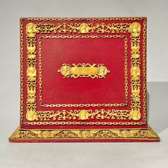 Vintage Leather and Gilt Metal Desk Set