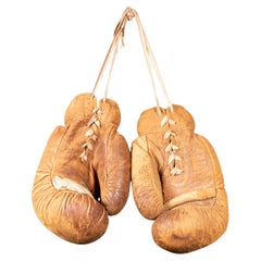 Vintage Leather and Horse Hair Boxing Gloves c.1950-1960 (FREE SHIPPING)