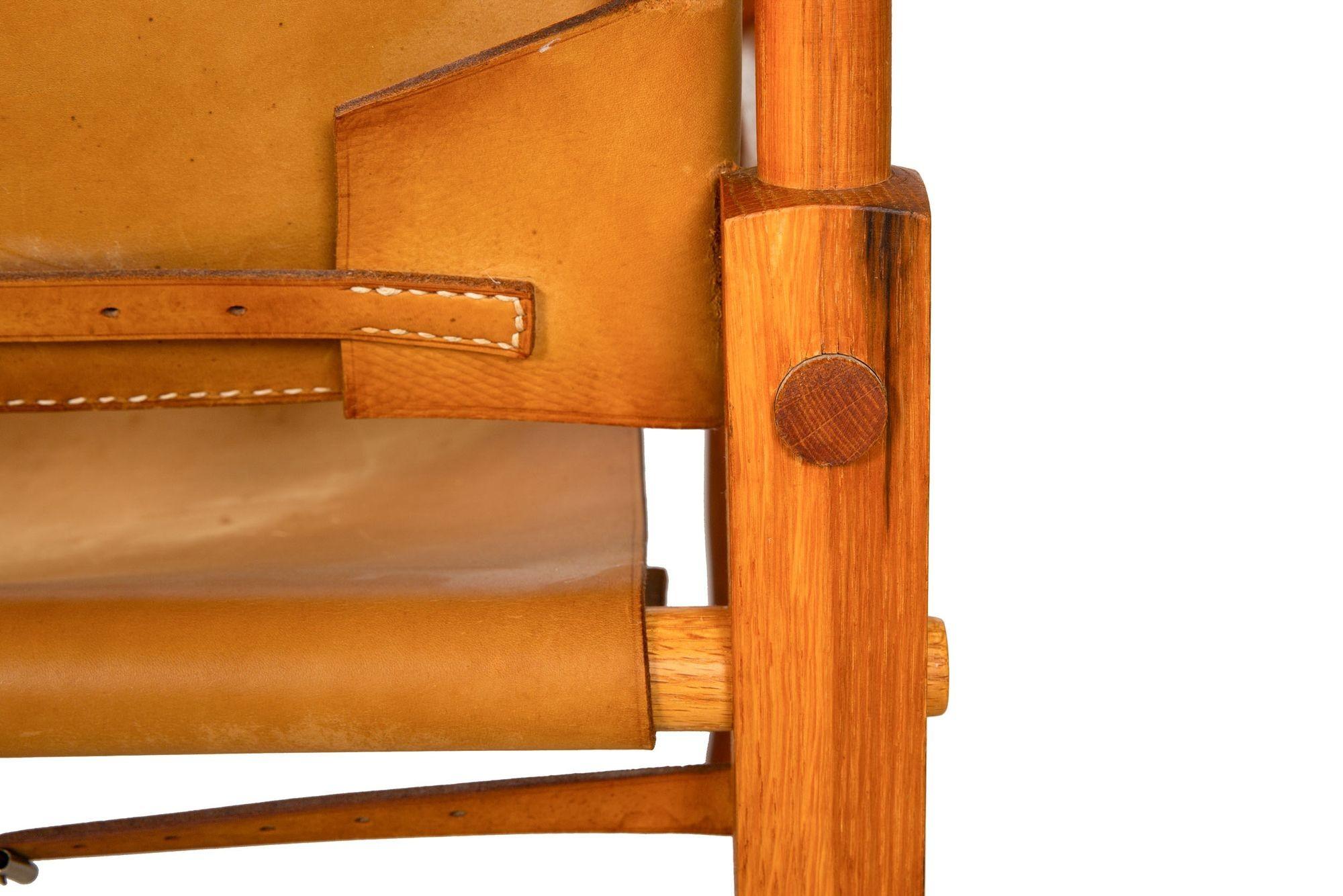 Vintage Leather and Oak “Safari” Armchair by Wilhelm Kienzle, circa 1950-60 7