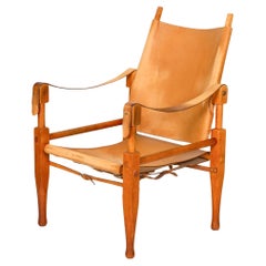 Vintage Leather and Oak “Safari” Armchair by Wilhelm Kienzle, circa 1950-60