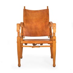 Sedia "Safari" in pelle e quercia vintage di Wilhelm Kienzle