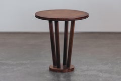 Vintage Leather And Oak Side Table From France, Circa 1960