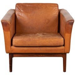 Vintage Leather and Rosewood Chair by Arne Norell