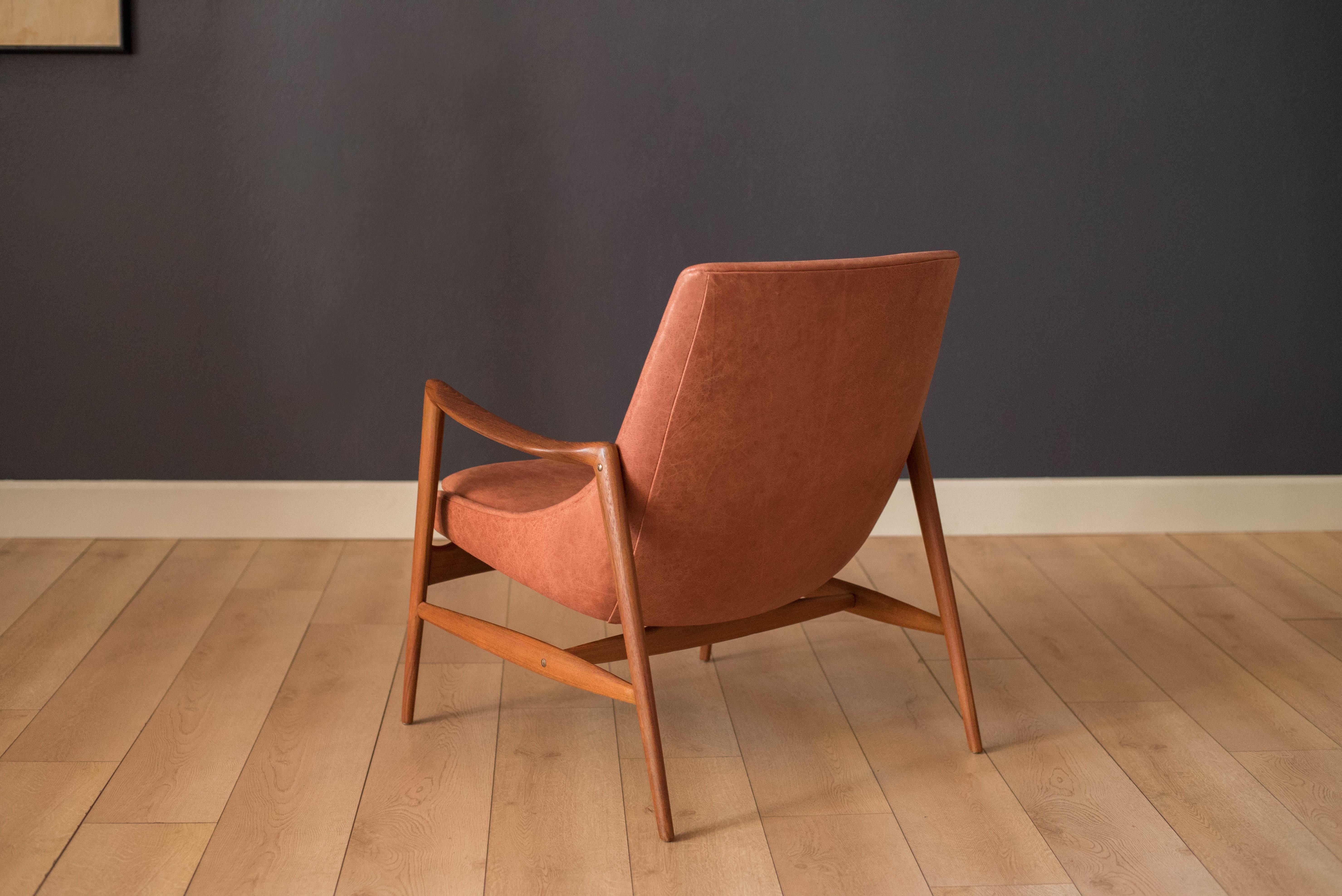 Vintage Leather and Teak Lounge Chair by Rolf Rastad & Adolf Relling 2