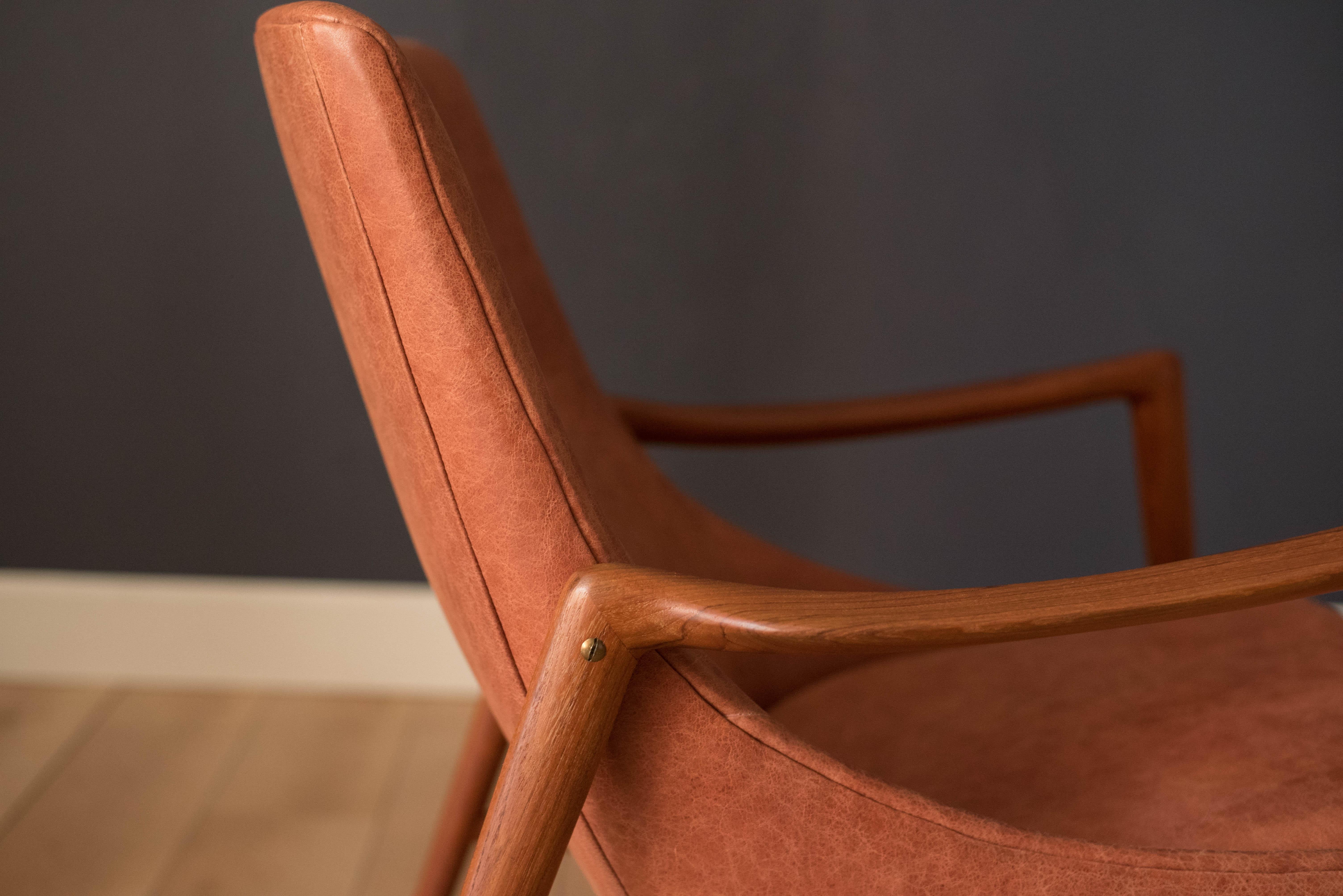 Vintage Leather and Teak Lounge Chair by Rolf Rastad & Adolf Relling 3