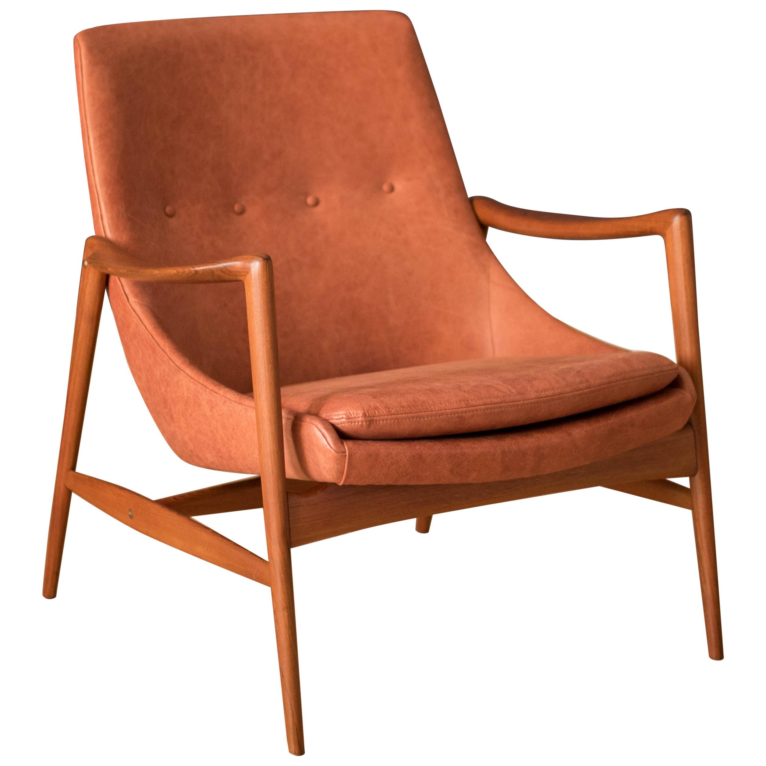 Vintage Leather and Teak Lounge Chair by Rolf Rastad & Adolf Relling