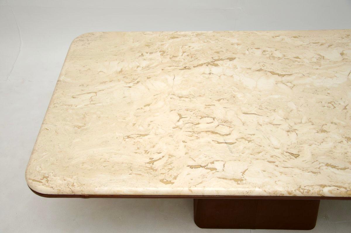 Vintage Couchtisch aus Leder und Travertin von De Sede (Schweizerisch)