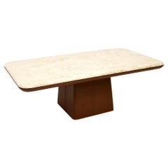 Vintage Leather and Travertine Coffee Table by De Sede