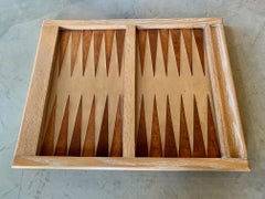 Vintage Leather and Wood Backgammon Board