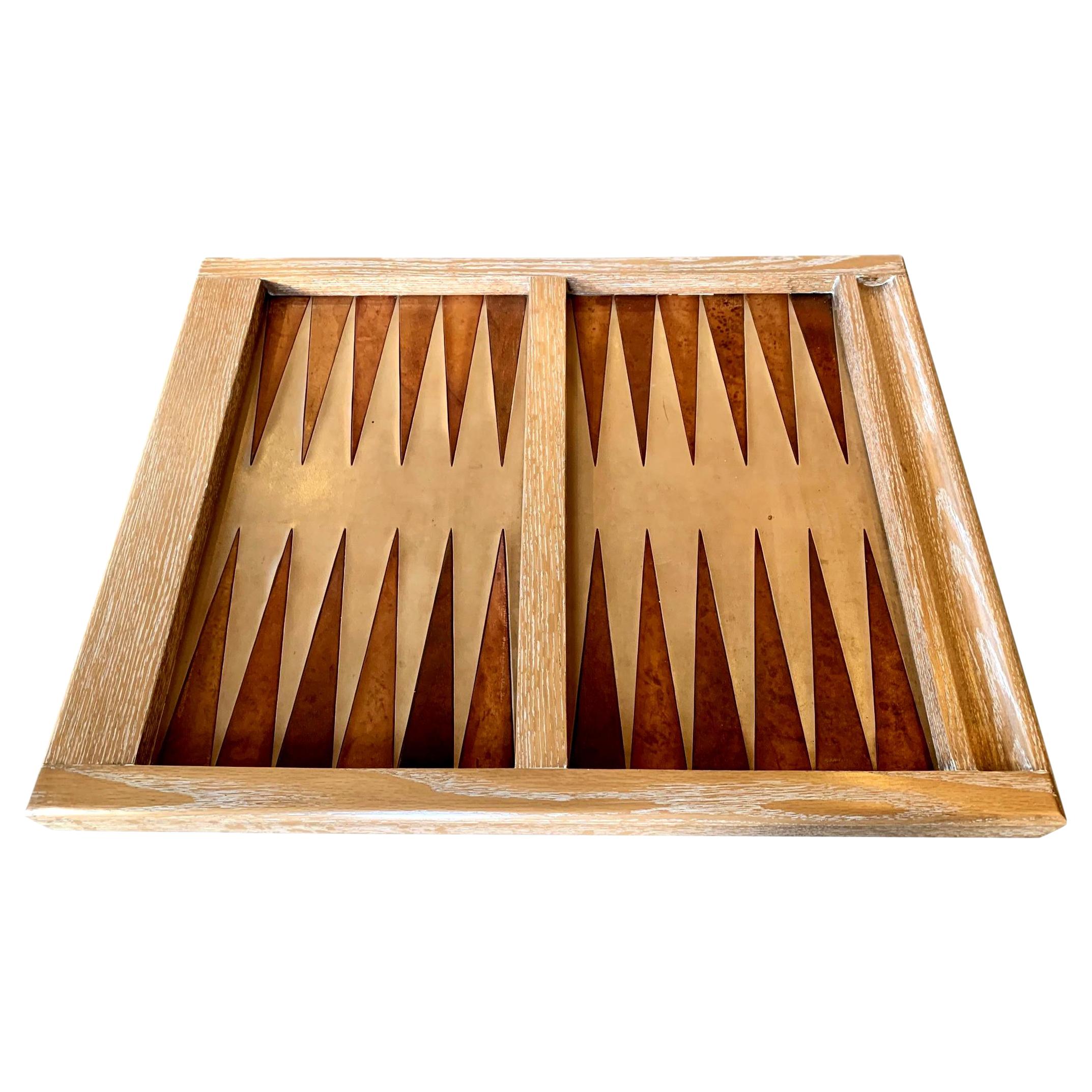 Vintage Leather and Wood Backgammon Board