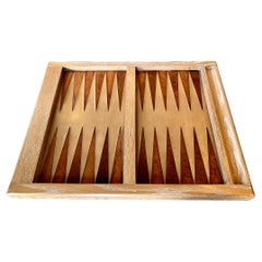 Vintage Leather and Wood Backgammon Board