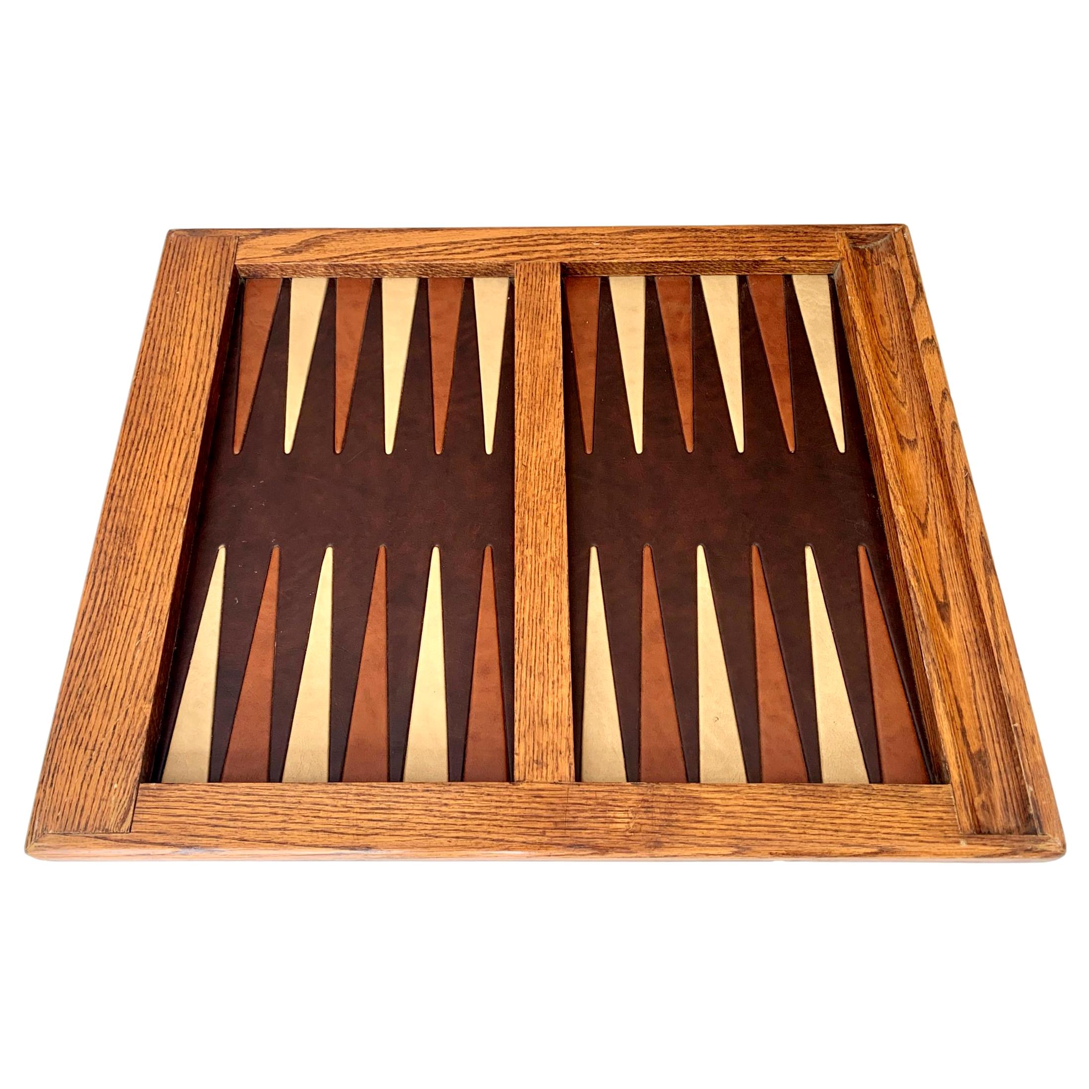Vintage Leather and Wood Backgammon Board