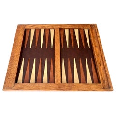 Retro Leather and Wood Backgammon Board