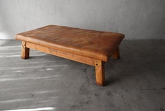 Vintage Leather and Wood Gym Bench Daybed
