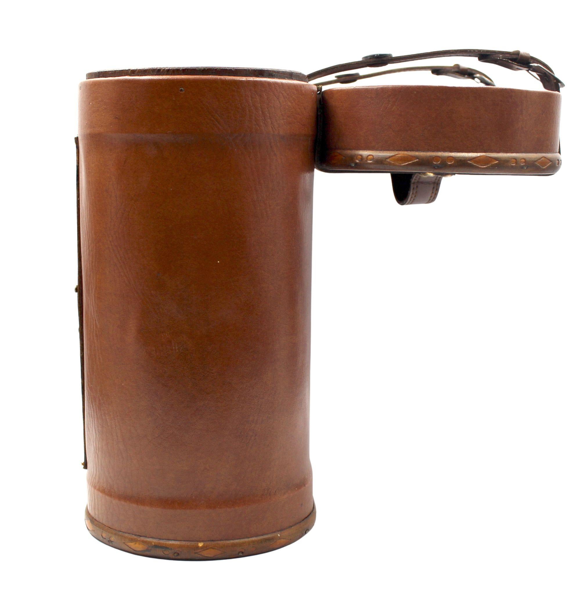 Vintage Leather and Wood Wine Carrier 5