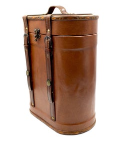 Vintage Leather and Wood Wine Carrier