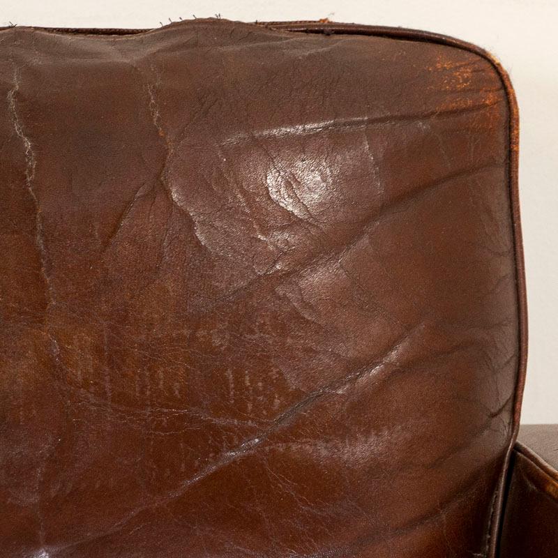 Vintage Leather Armchair from Denmark In Good Condition In Round Top, TX