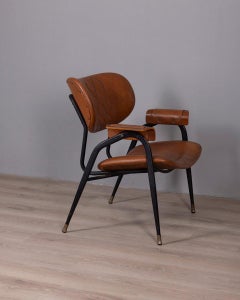 Vintage leather armchair by Gastone Rinaldi for Rima, 1950s