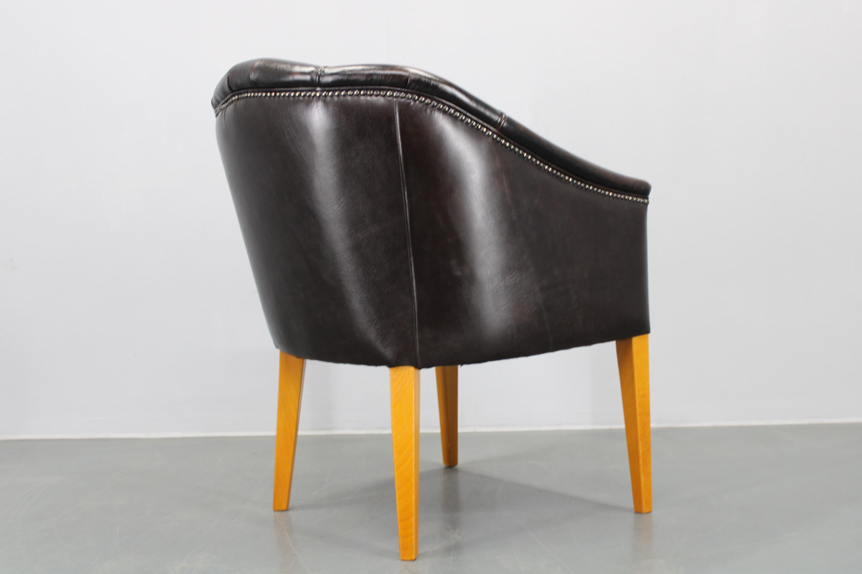 Vintage Leather Armchair, Czechoslovakia For Sale 8