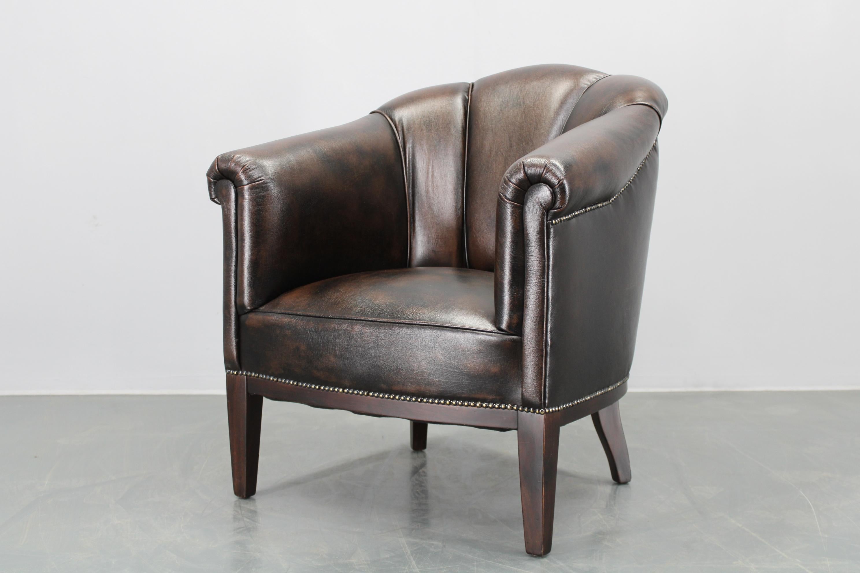 Vintage Leather Armchair, Czechoslovakia For Sale 11