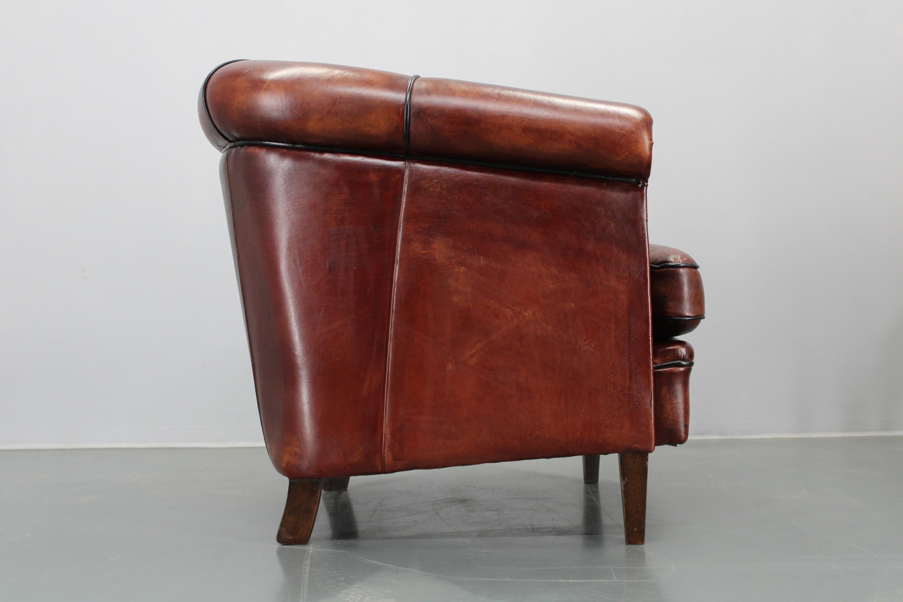 Mid-Century Modern Vintage Leather Armchair, Czechoslovakia For Sale