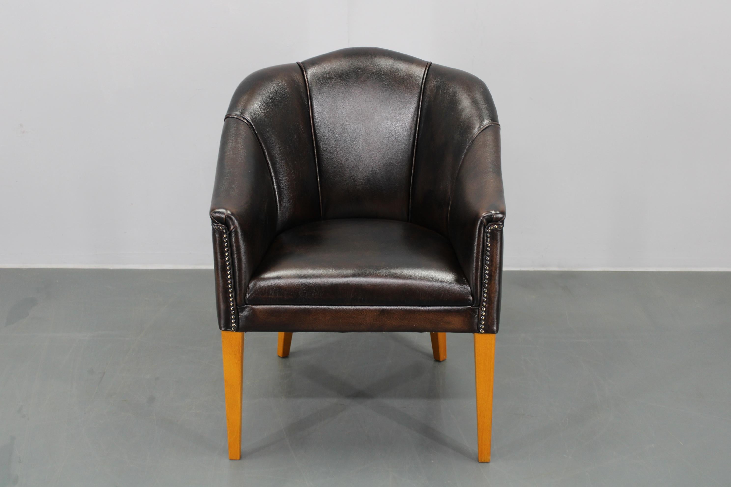 Mid-Century Modern Vintage Leather Armchair, Czechoslovakia For Sale