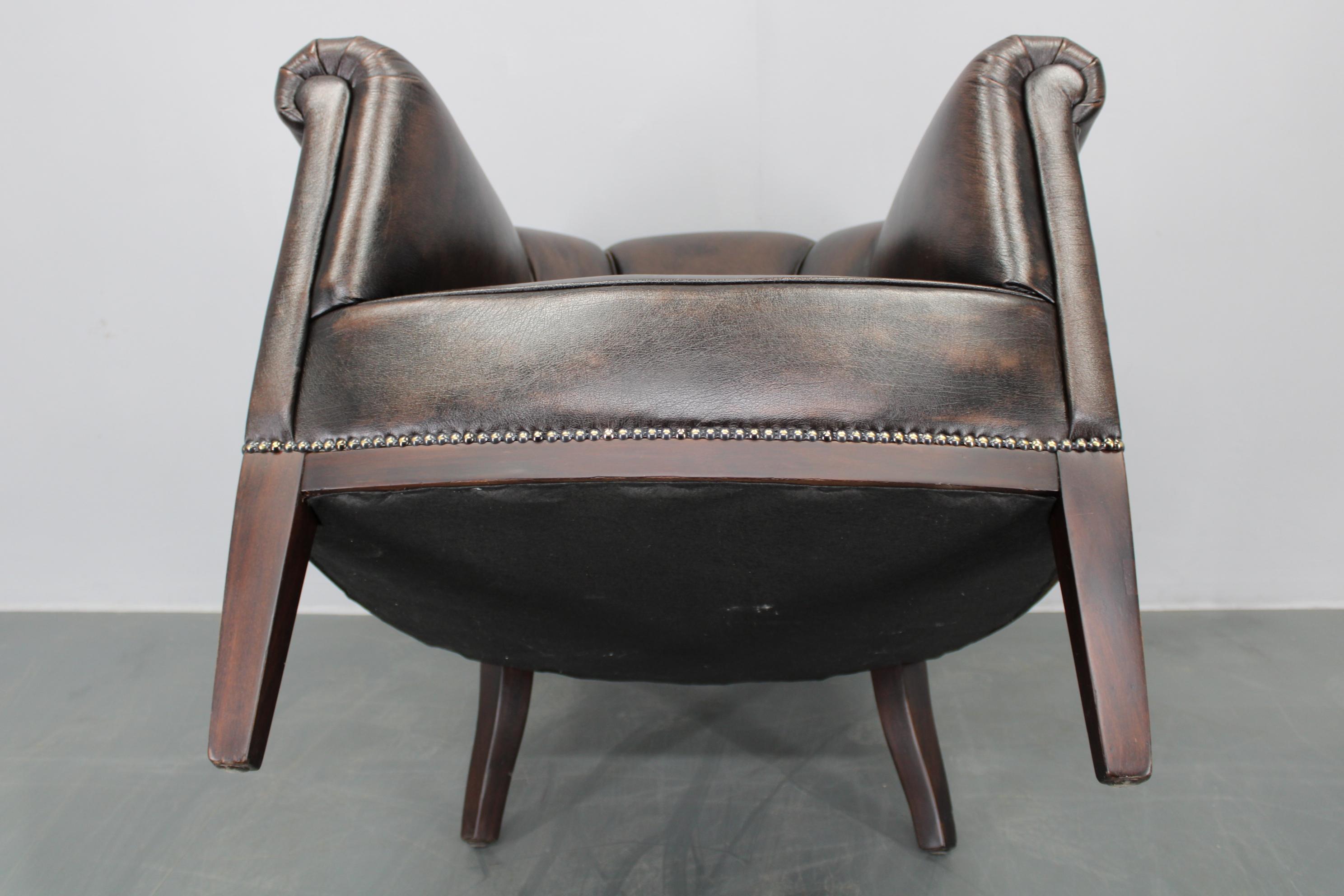 Vintage Leather Armchair, Czechoslovakia For Sale 4