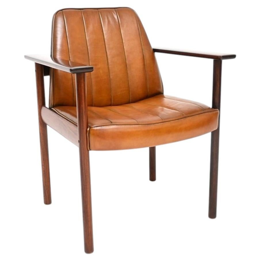 Vintage Leather Armchair / Desk Chair by Sven Ivar Dysthe for Dokka