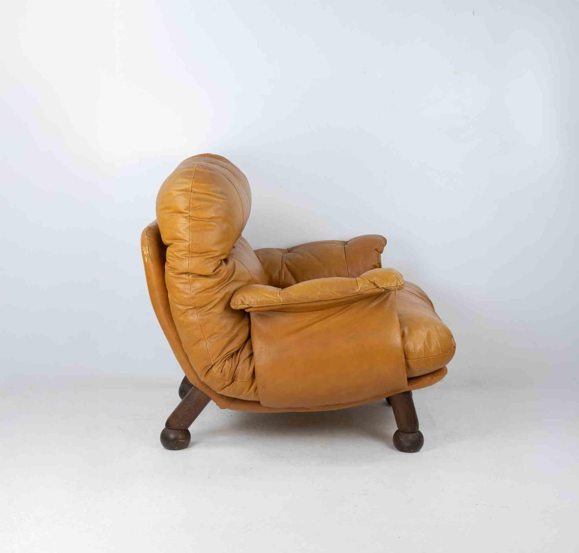 italien Fauteuil vintage en cuir pour INSA, Italie, années 1970 en vente