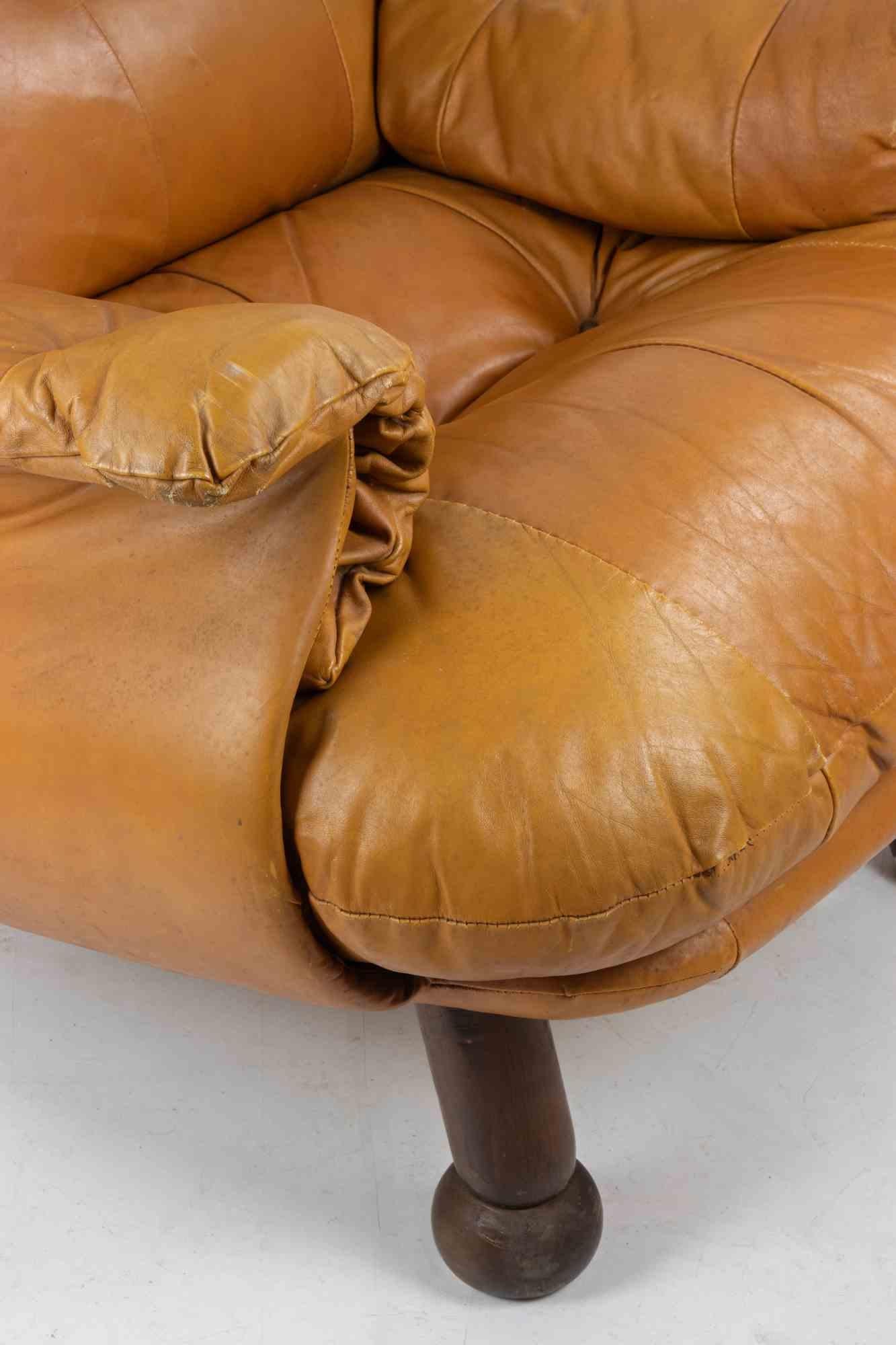 Cuir Fauteuil vintage en cuir pour INSA, Italie, années 1970 en vente