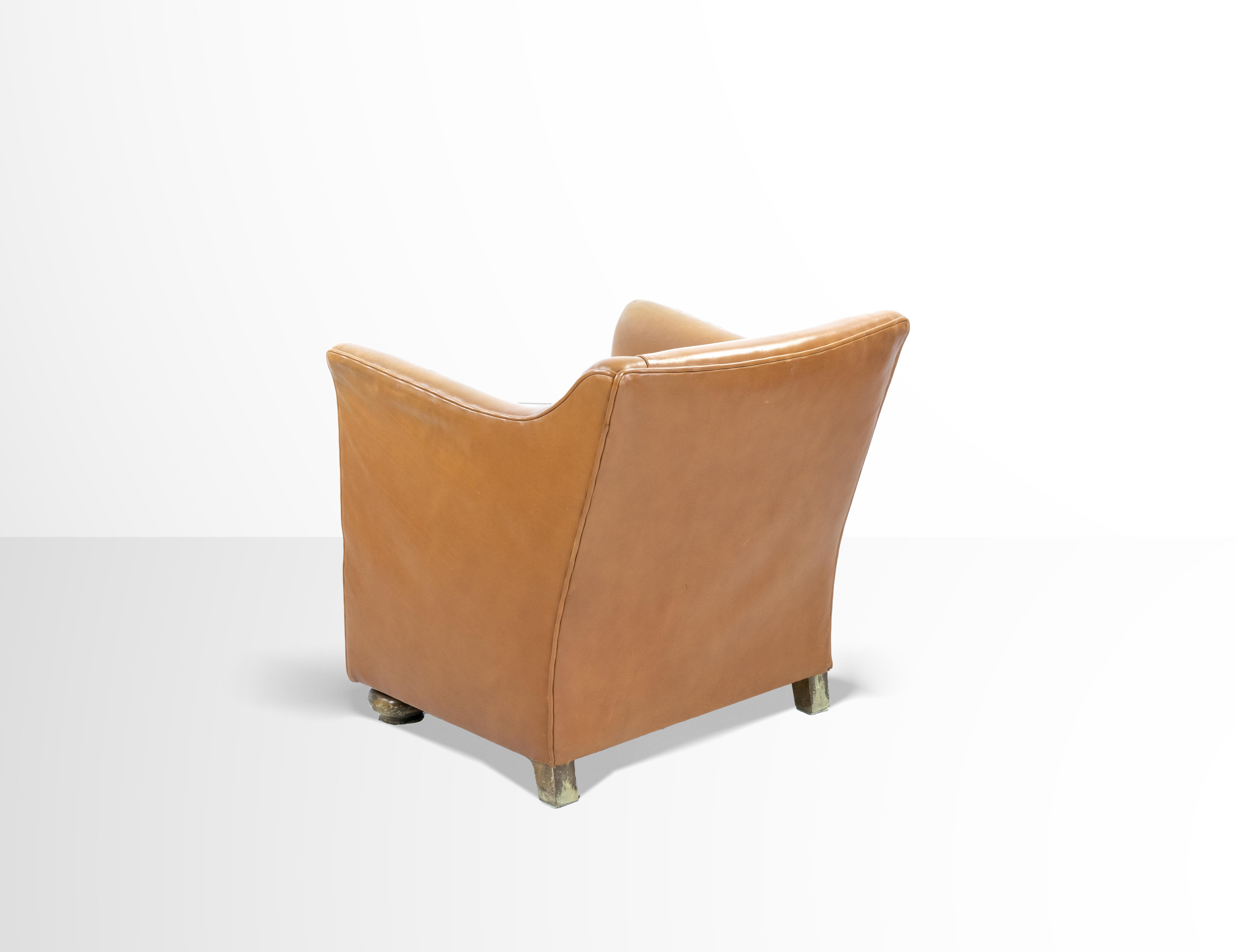 Vintage Leather Armchair, Mid-20th Century In Good Condition For Sale In Roma, IT