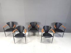 Vintage-Ledersessel aus Leder von Arrben, Italien, 1980er Jahre, 5er-Set