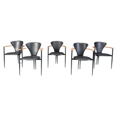 Vintage leather armchairs by Arrben Italy, 1980s - set of 5