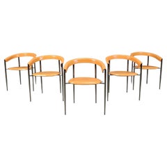 Vintage leather armchairs by Arrben italy, 1980s - set of 5