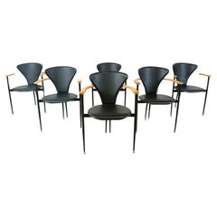 Vintage leather armchairs by Arrben Italy, 1980s - set of 6