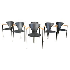 Vintage leather armchairs by Arrben Italy, 1980s - set of 6
