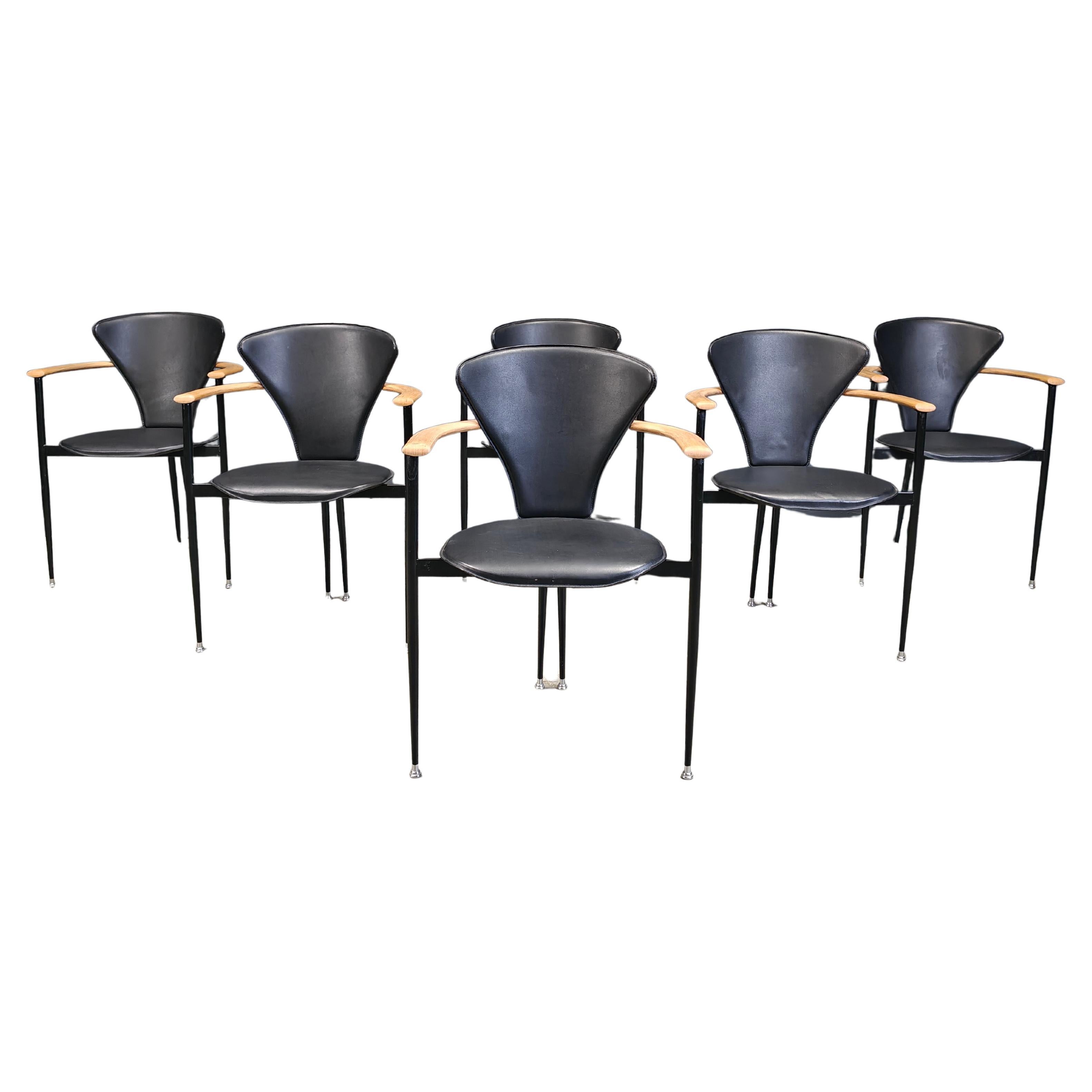 Vintage-Ledersessel aus Leder von Arrben, Italien, 1980er Jahre, 6er-Set im Angebot