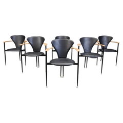 Vintage leather armchairs by Arrben Italy, 1980s - set of 6