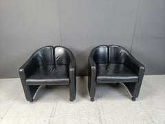Vintage leather armchairs PS142 by eugenio gerli for Tecno, 1970s