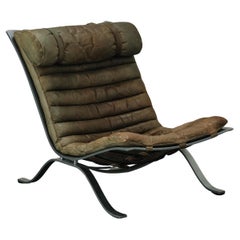 Vintage Leather Arne Norell Ari Lounge Chair From Sweden, Circa 1970